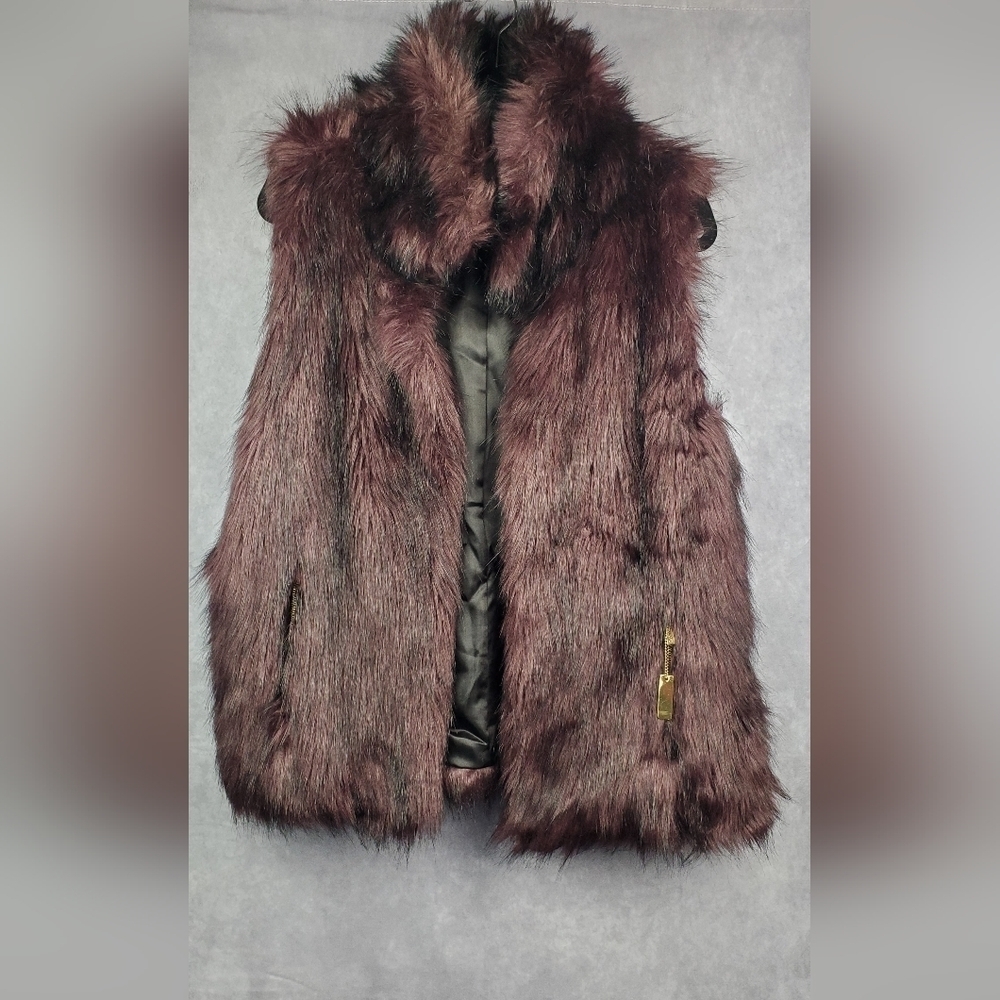 Calvin Klein Luxury Chic evening Faux Fur Murano Heavy Vest Size L